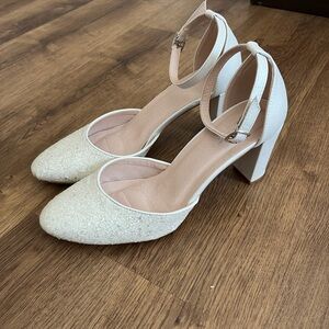 Kailee P. Glitter White Bridal Heels